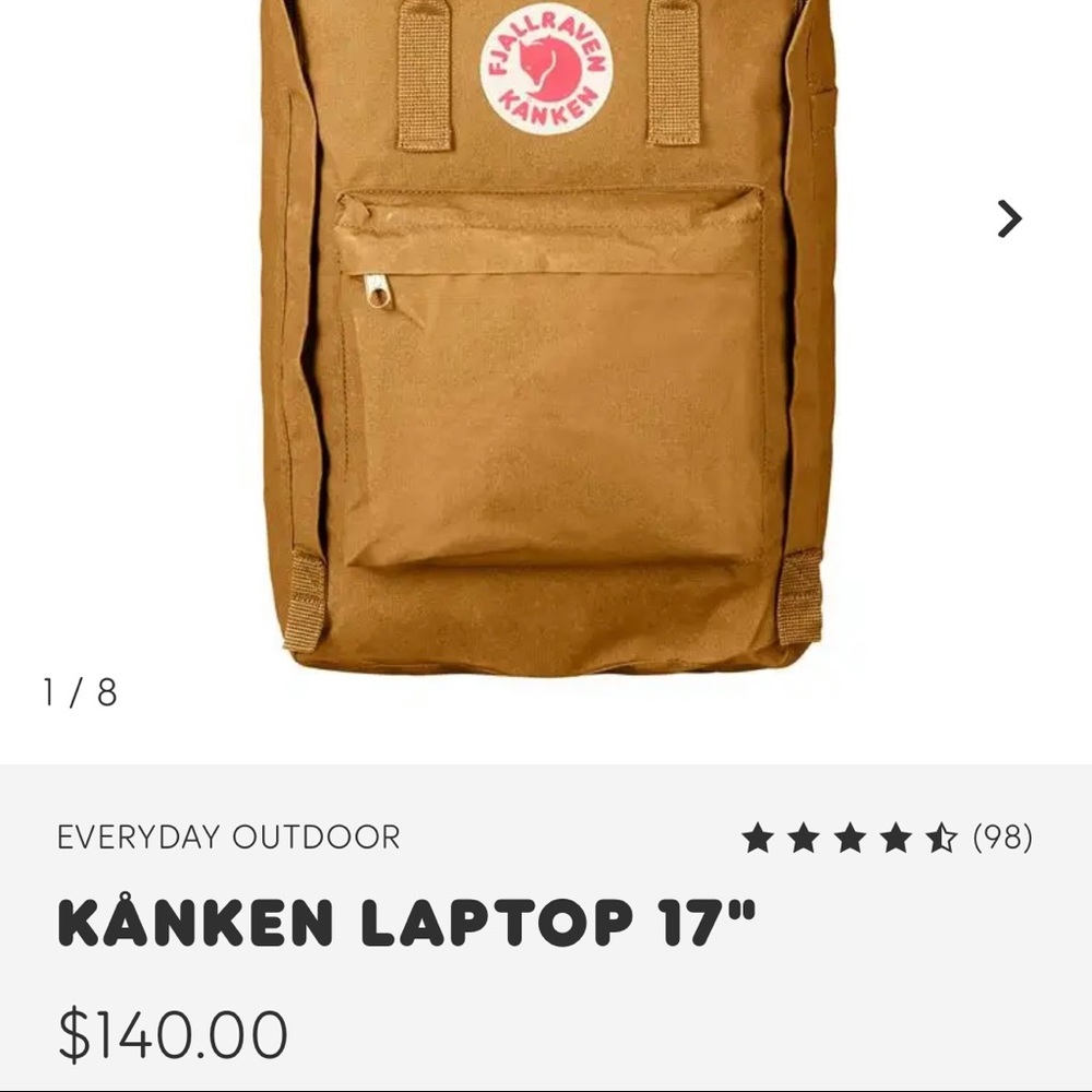 Fjall Raven Kanken- Acorn colour 17” laptop bag